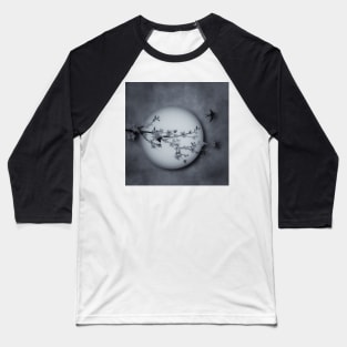 Cherry Blossom Moon In Grey Baseball T-Shirt